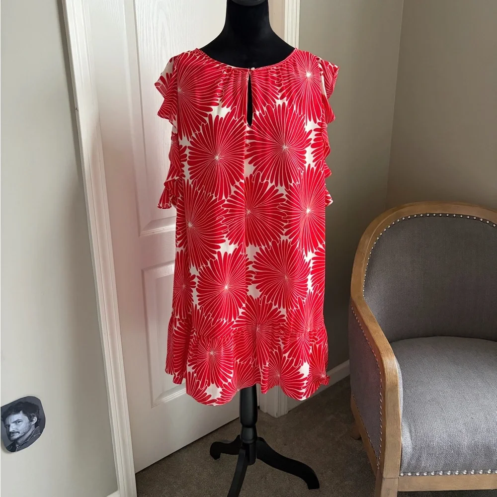 J. Crew Red and White Floral Midi Dress
